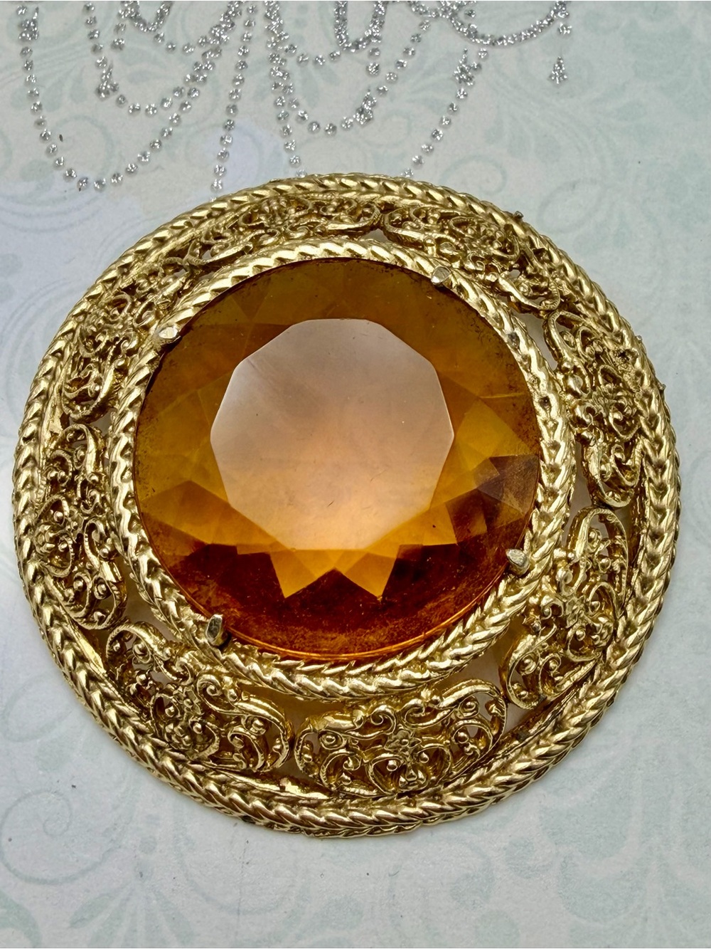 Vintage Art Glass  Large Brooch #cz607